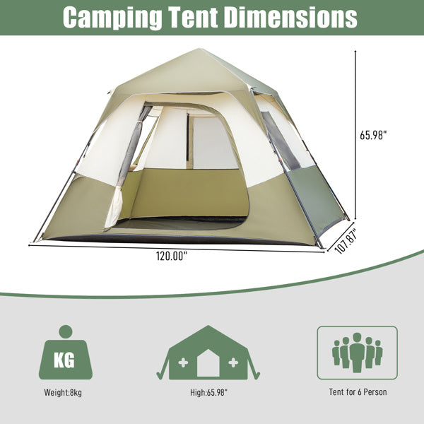 6 Person Camping Tent Setup in 60 Seconds with Rainfly & Windproof Tent with Carry Bag for Family Camping & Hiking Doba